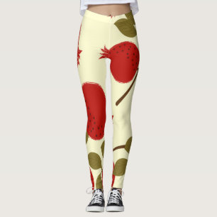 Pomegranate Fruits: Cartoon Yellow Background Leggings