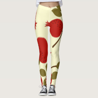 Pomegranate Fruits: Cartoon Yellow Background Leggings