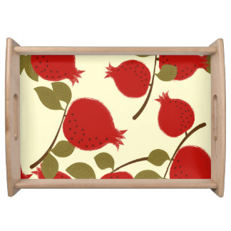 Pomegranate Fruits: Cartoon Yellow Background Serving Tray