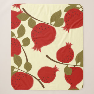 Pomegranate Fruits: Cartoon Yellow Background Sherpa Blanket