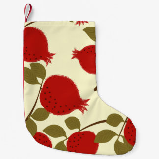Pomegranate Fruits: Cartoon Yellow Background Small Christmas Stocking