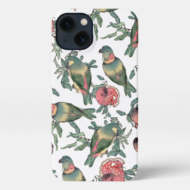 Pomegranate Fruits & Lovebirds Pattern iPhone Case (Back)