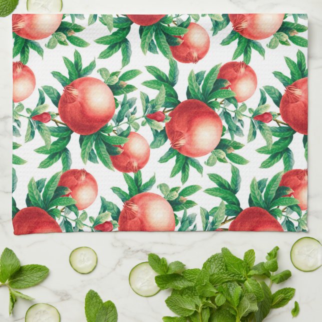 Pomegranate Fruits Pattern Kitchen Towel (Folded)