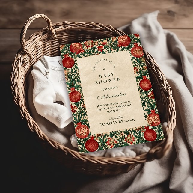 Pomegranate Garden Botanical Baby Shower Invitation (Creator Uploaded)
