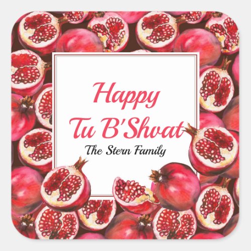 Pomegranate Gift Personalized Happy Tu Bshvatat  Square Sticker