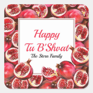 Pomegranate Gift Personalized Happy Tu B'shvatat  Square Sticker