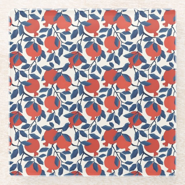 Pomegranate  glass coaster (Front)