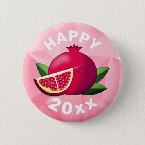 Pomegranate good luck charm _ happy new year 20xx button