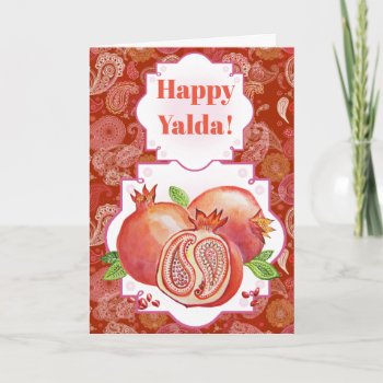 Pomegranate Happy Yalda Holiday Card by Ink_Ribbon at Zazzle