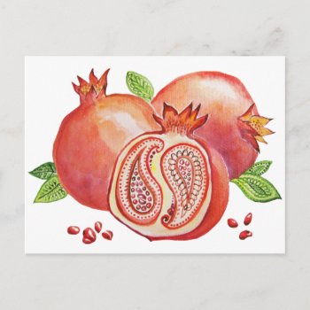 Pomegranate Happy Yalda Postcard by Ink_Ribbon at Zazzle