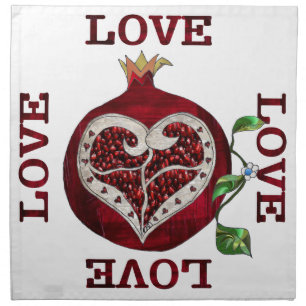 Pomegranate Heart LOVE Valentine Cloth Napkin