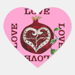 Pomegranate Heart LOVE Valentine Heart Sticker