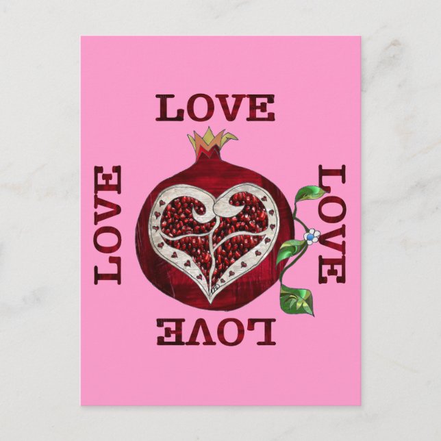 Pomegranate Heart LOVE Valentine Holiday Postcard (Front)