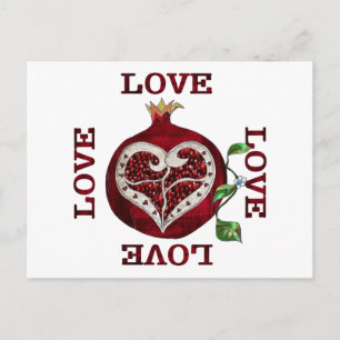 Pomegranate Heart LOVE Valentine Holiday Postcard
