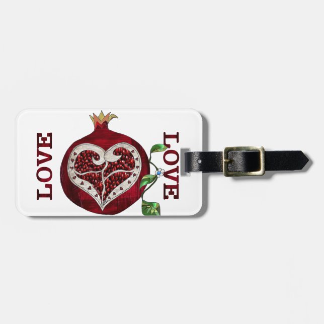Pomegranate Heart LOVE Valentine Luggage Tag (Front Horizontal)
