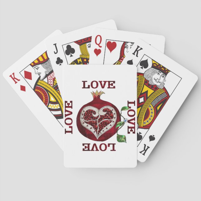 Pomegranate Heart LOVE Valentine Poker Cards (Back)