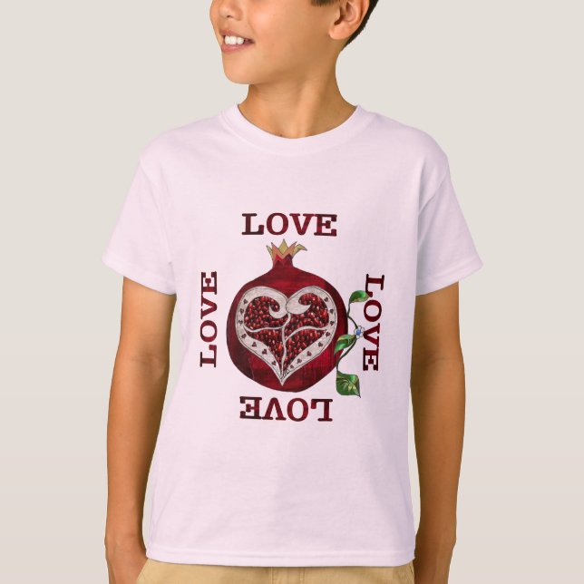 Pomegranate Heart LOVE Valentine T-Shirt (Front)
