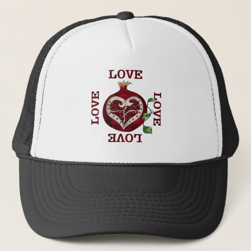Pomegranate Heart LOVE Valentine Trucker Hat