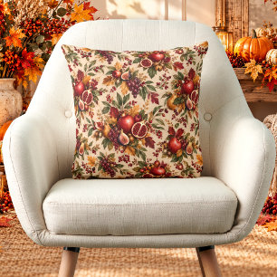 Pomegranate Heirloom Thanksgiving & Friendsgiving Throw Pillow