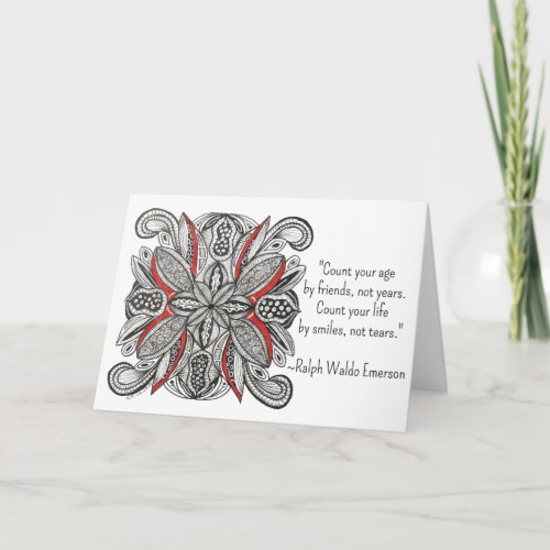 Pomegranate Inspired Hand-Drawn Doodle Birthday Card