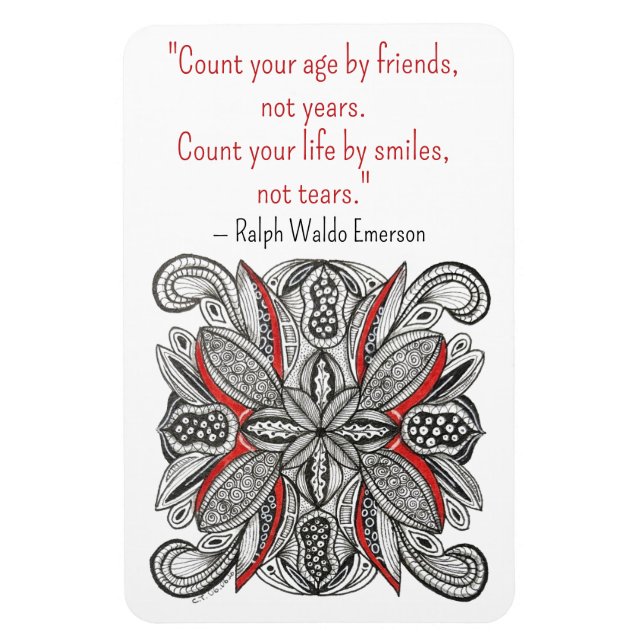 Pomegranate Inspired Hand-Drawn Doodle with Quote Magnet (Vertical)