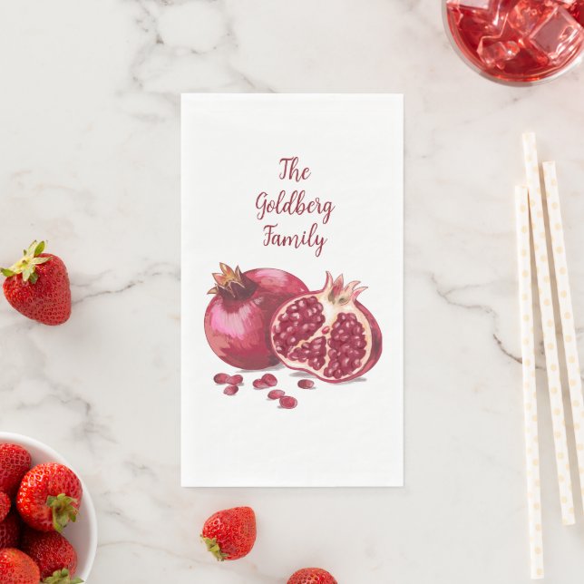 Pomegranate Jewish Family Paper Guest Towels (Insitu)