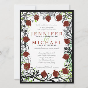 Pomegranate Jewish Wedding Invitation