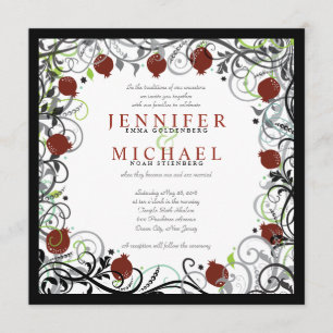 Pomegranate Jewish Wedding Invitation