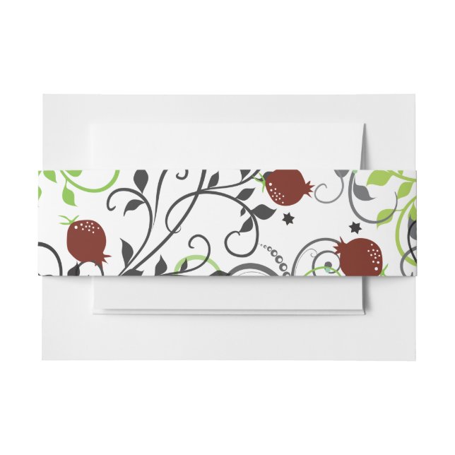 Pomegranate Jewish Wedding Invitation Belly Band (Front Example)