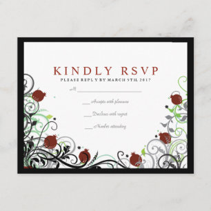 Pomegranate Jewish Wedding Invitation Reply Card