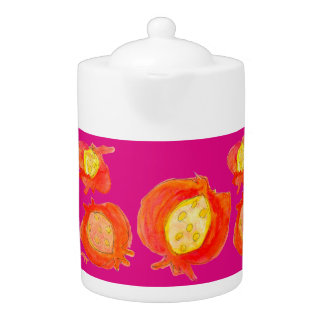 Pomegranate Joy on Fuchsia Teapot