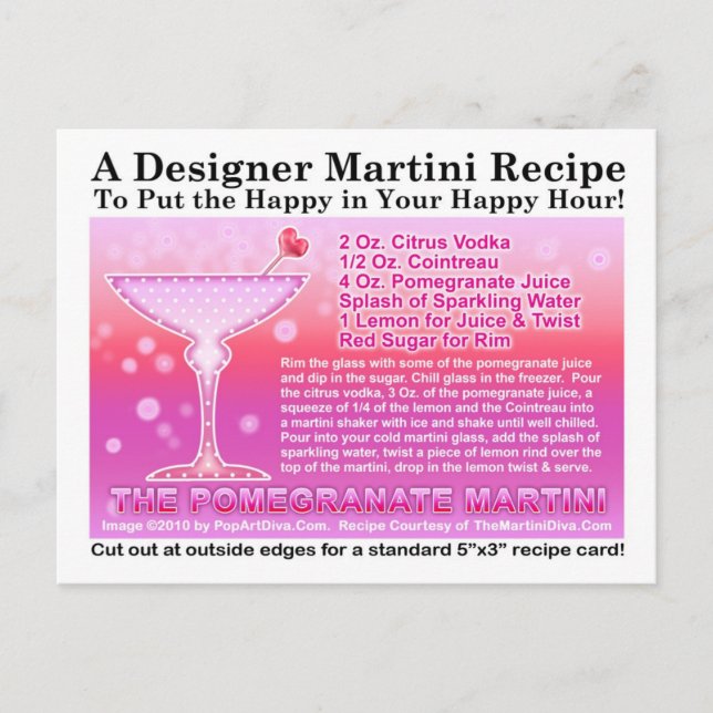 Pomegranate Martini Recipe Postcard (Front)
