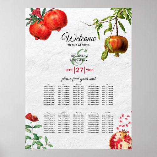 Pomegranate Mediterranean Wedding Seating Chart