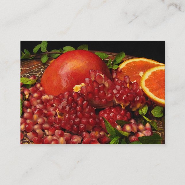Pomegranate, Orange and Mint ATC Business Card (Front)