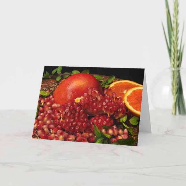 Pomegranate, Orange and Mint Card (Front)
