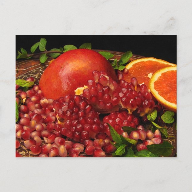 Pomegranate, Orange and Mint Postcard (Front)