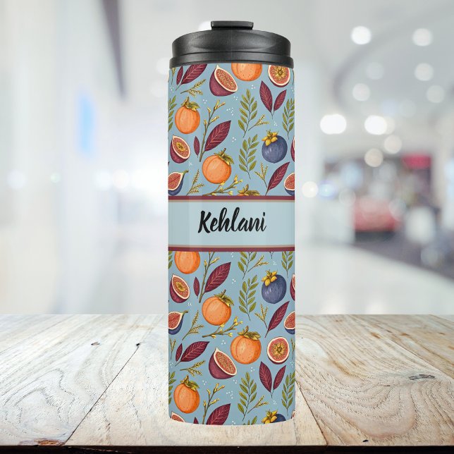 Pomegranate Orange Fern Purple Dusty Blue Monogram Thermal Tumbler (Creator Uploaded)