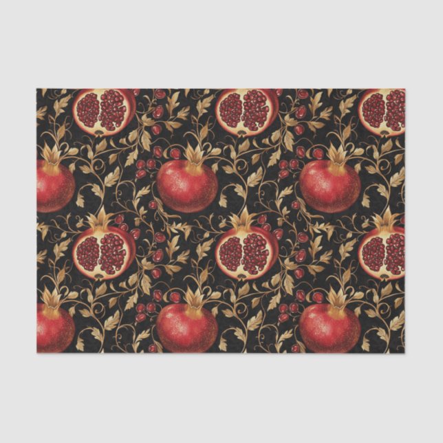 Pomegranate Paradise -Rich Floral Seamless Pattern Tissue Paper (Front)
