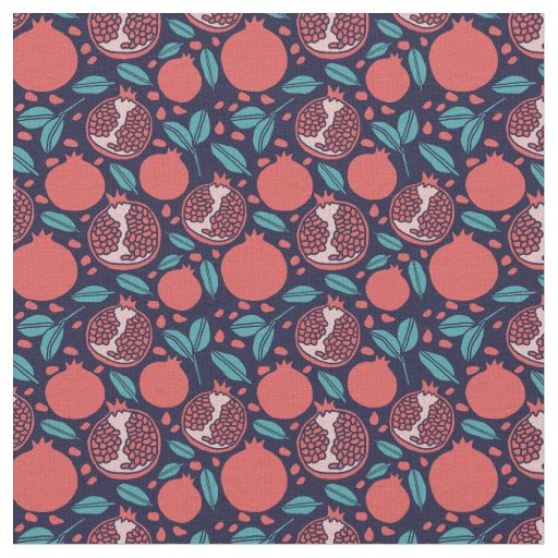 Pomegranate Pattern on Blue Pattern Fabric