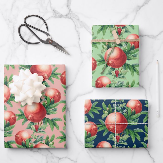 Pomegranate Pattern Wrapping Paper Sheets (Front)