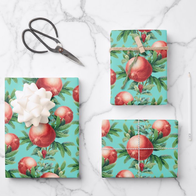 Pomegranate Pattern   Wrapping Paper Sheets (Front)