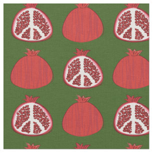 Pomegranate Peace Signs Fruit Fabric