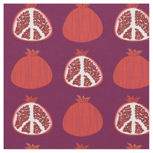 Pomegranate Peace Signs Fruit Fabric