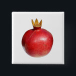 Pomegranate Pinback Button<br><div class="desc">Pomegranate square button pin. Customizable button features a large red pomegranate.</div>