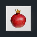 Pomegranate Pinback Button<br><div class="desc">Pomegranate square button pin. Customizable button features a large red pomegranate.</div>