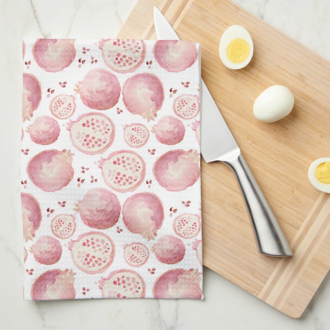 Pomegranate Print Tea Towel  (Quarter Fold)