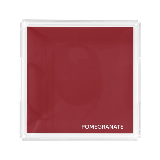 Pomegranate red color name acrylic tray (Front)