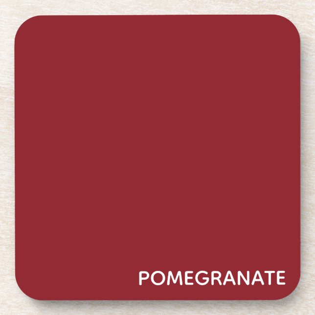 Pomegranate red color name beverage coaster (Front)