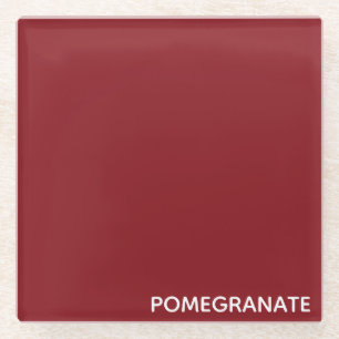 Pomegranate red color name glass coaster