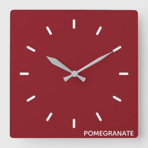 Pomegranate red color name square wall clock